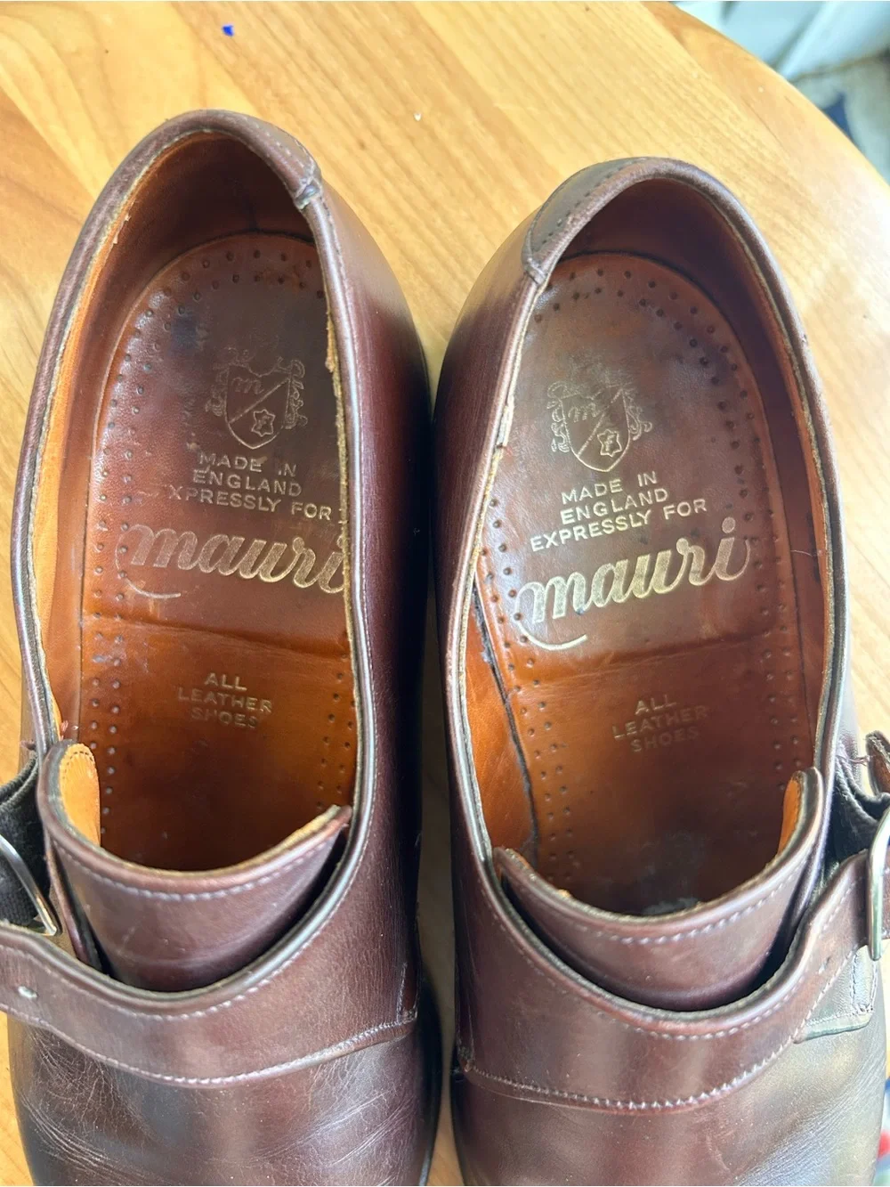 Mauri Dundee Brown Leather Monk Strap Dress Shoes Made in England UK 7.5 US 8.5